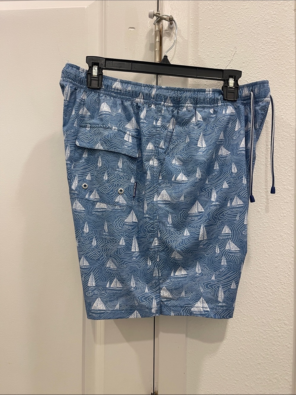 Peter Millar Blue Sailboat Pattern Swim Trunks